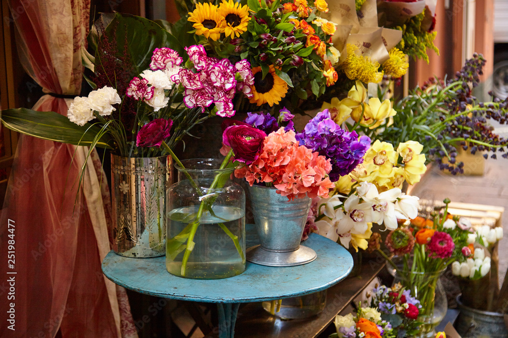 Flower and bouquet market in Bologna, Italy Flower and bouquet market in Bologna, Italy