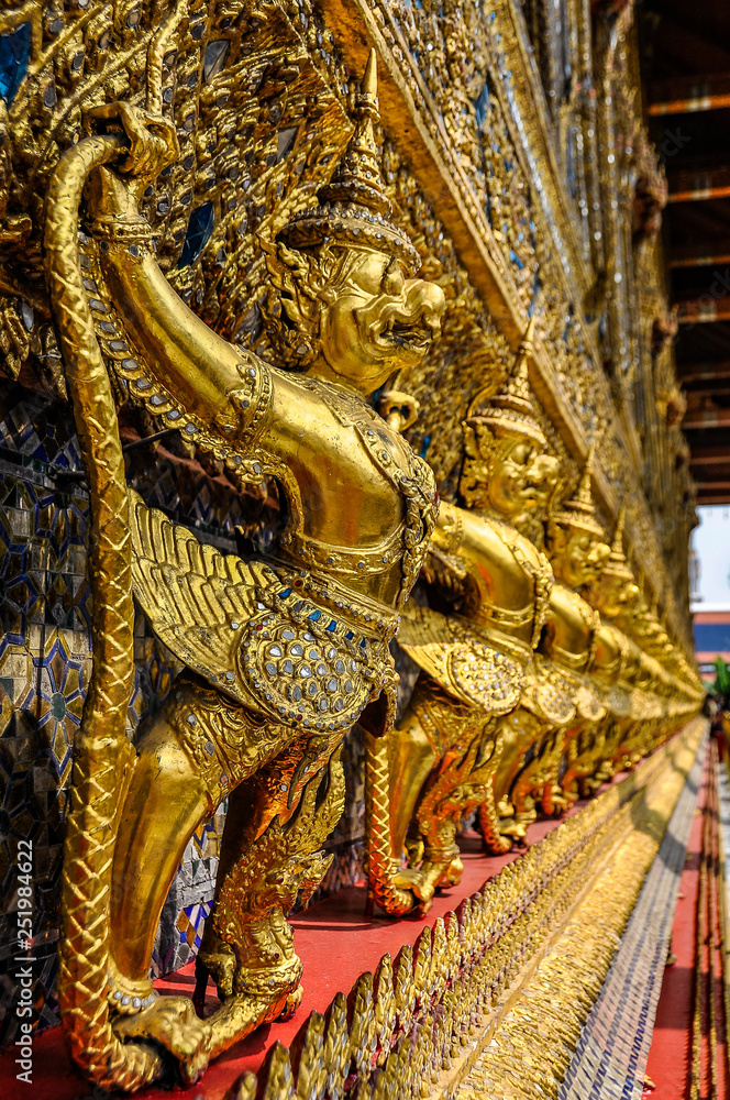 Golden statues in Grand Palace, Bangkok, Thailand