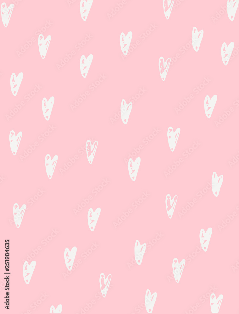 Vector hand drawn pattern with doodle hearts. Vector hand drawn pattern with doodle hearts.
