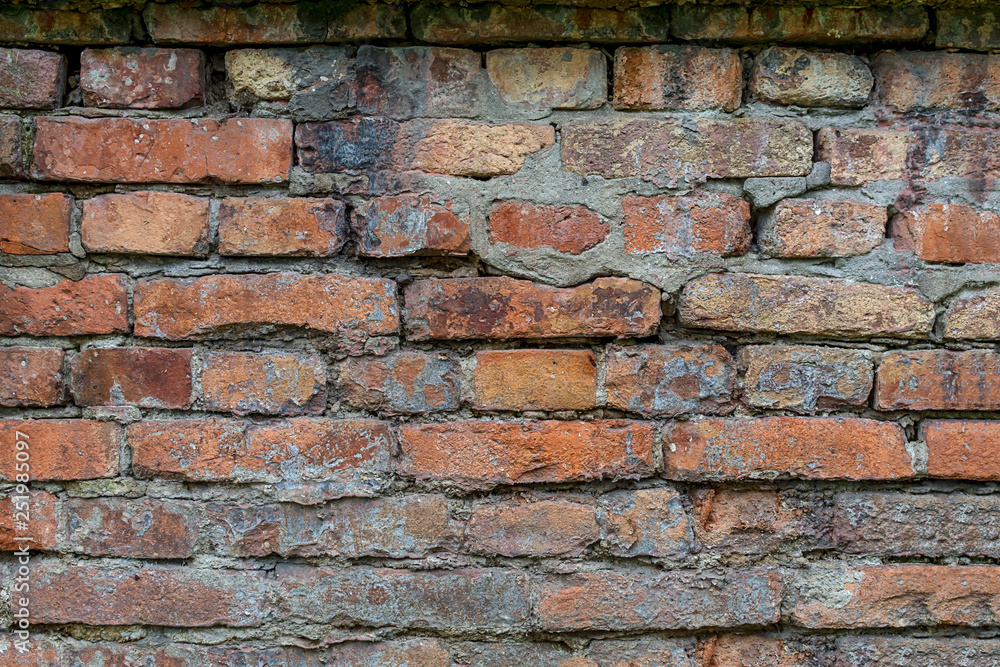 Brick stonework with plaster and cement background Brick stonework with plaster and cement background