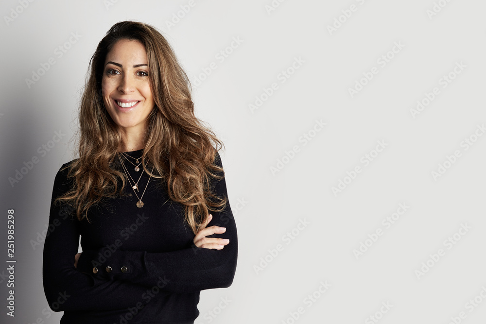 Handsome happy businesswoman isolated on white background Handsome happy businesswoman isolated on white background