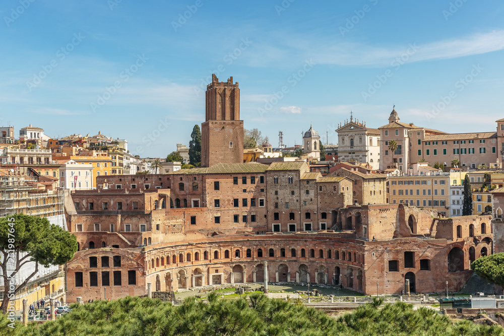 Trajan Market is a large complex of ruins in the city of Rome