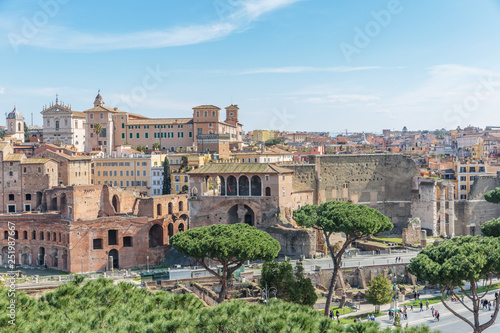 Trajan Market is a large complex of ruins in the city of Rome