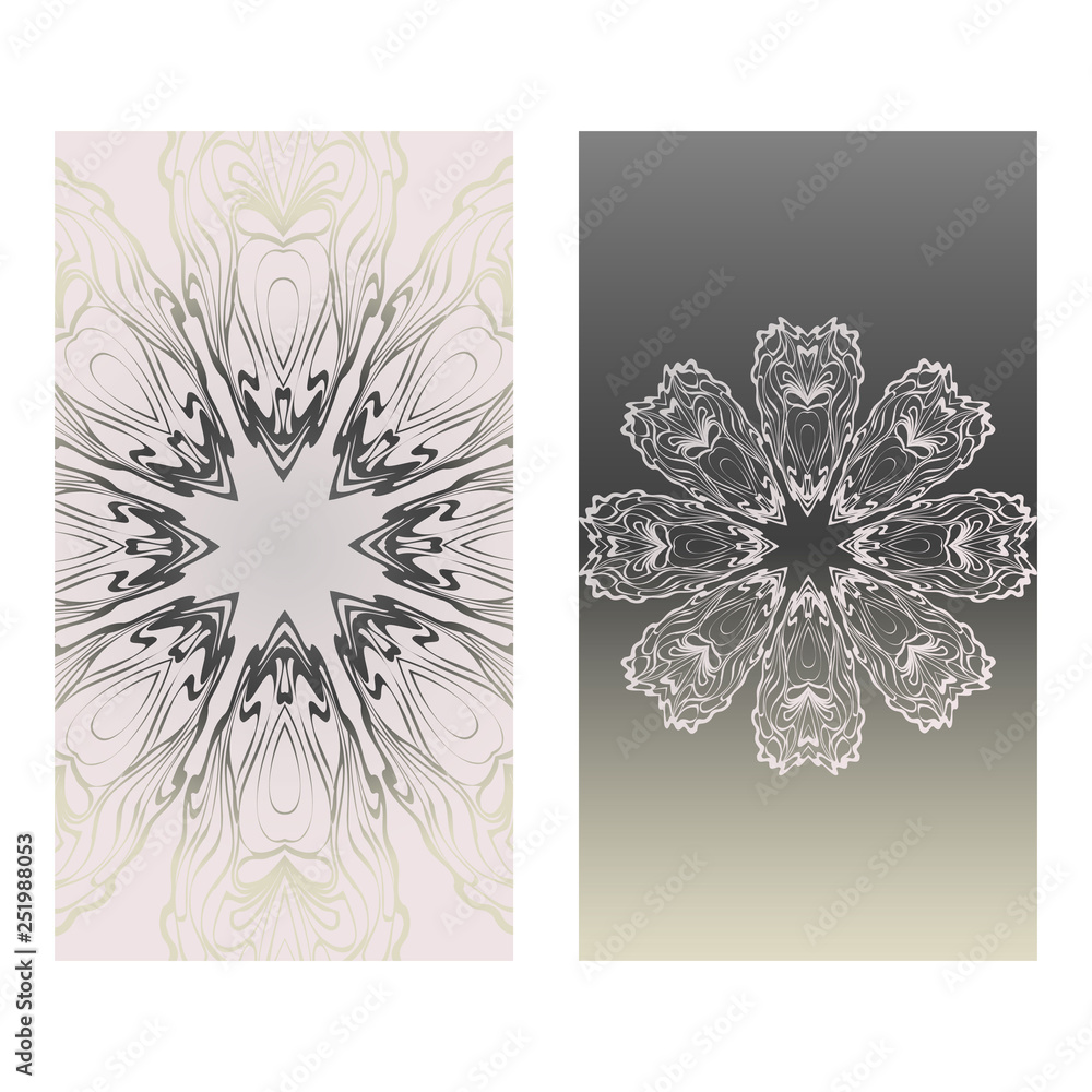 Collection Card With Relax Mandala Design. For Mobile Website, Posters, Online Shopping, Promotional Material. Grey color Collection Card With Relax Mandala Design. For Mobile Website, Posters, Online Shopping, Promotional Material. Grey color