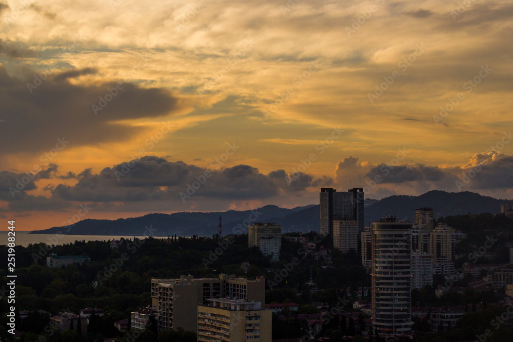 Fototapeta premium panoramę o zachodzie słońca