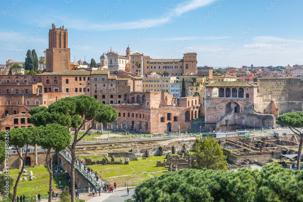 Trajan Market is a large complex of ruins in the city of Rome