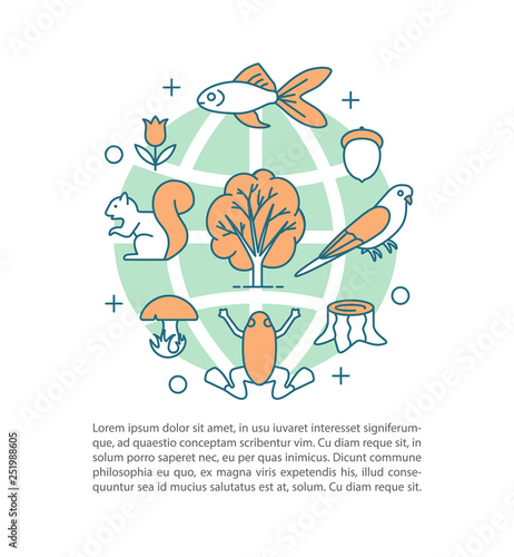 Biodiversity concept linear illustration