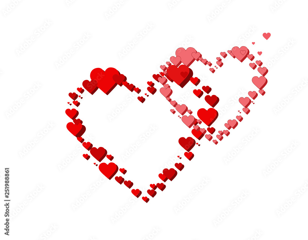 Two lovers' hearts from small hearts. Love, romance, happiness, spring. Two lovers' hearts from small hearts. Love, romance, happiness, spring.