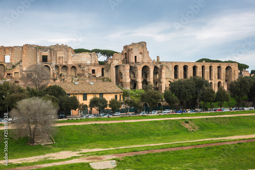 The Palatine Hill Ruins overlooking the Circus Maximus, Rome, Italy