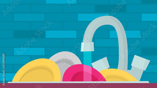 Kitchen sink flat vector