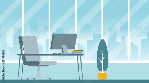 Empty ceo office interior. Flat vector.