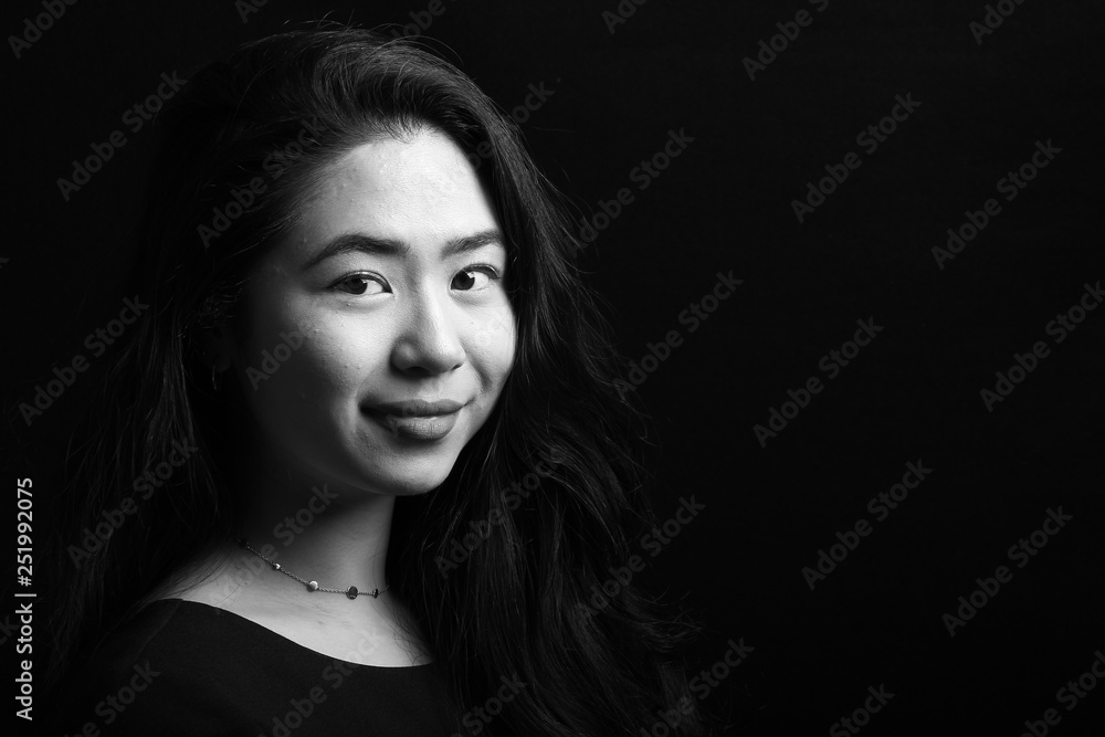Beautiful asian woman black and white Beautiful asian woman black and white