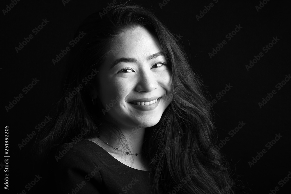 Beautiful asian woman black and white