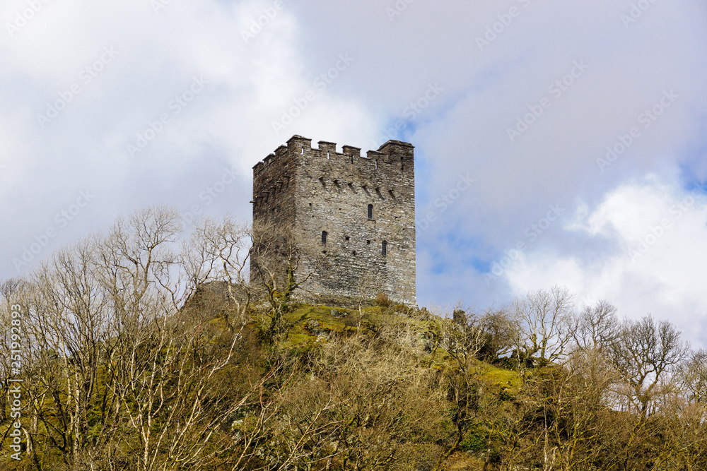 The ruins of Dolwyddelan Castle built in the 13th century by Llywelyn the Great Prince of Gwynedd and North Wales