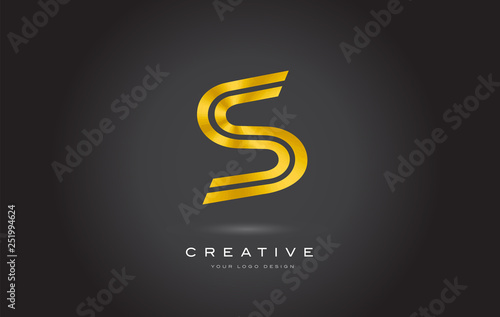 S Gold Letter Monogram Logo Design Vector. Modern S Golden Icon With Creative Beautiful Metal Texture