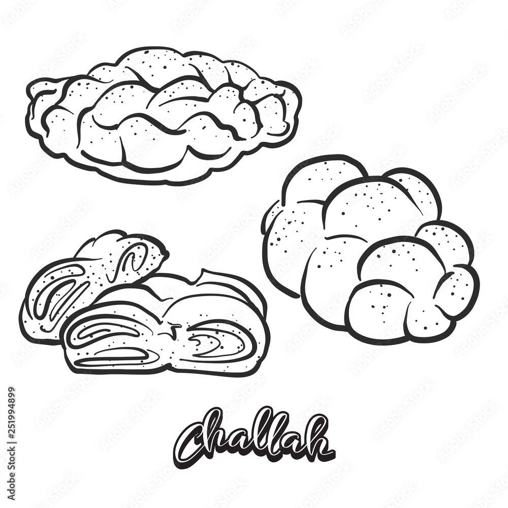 Hand drawn sketch of Challah bread Hand drawn sketch of Challah bread
