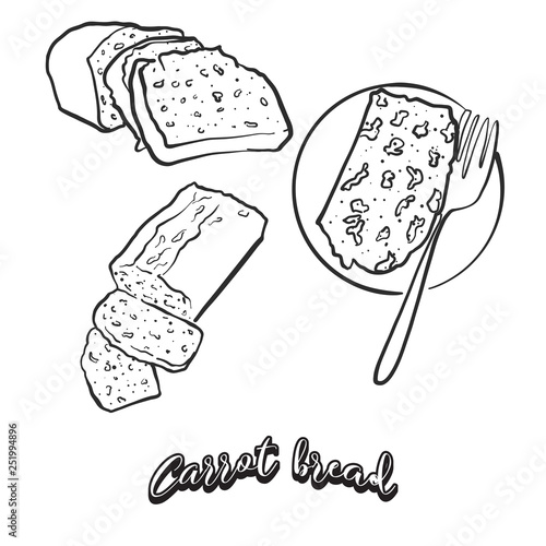 Hand drawn sketch of Carrot bread bread photo