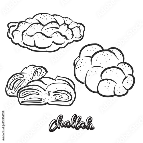 Hand drawn sketch of Challah bread