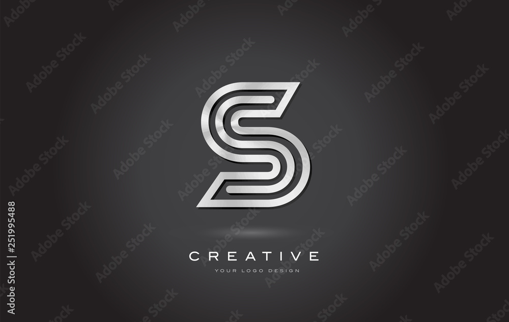 S Silver Steel Letter Monogram Logo Design Vector. Modern S Golden Icon With Creative Beautiful Metal Texture S Silver Steel Letter Monogram Logo Design Vector. Modern S Golden Icon With Creative Beautiful Metal Texture