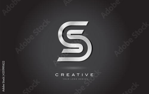 S Silver Steel Letter Monogram Logo Design Vector. Modern S Golden Icon With Creative Beautiful Metal Texture