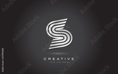 S Silver Steel Letter Monogram Logo Design Vector. Modern S Golden Icon With Creative Beautiful Metal Texture