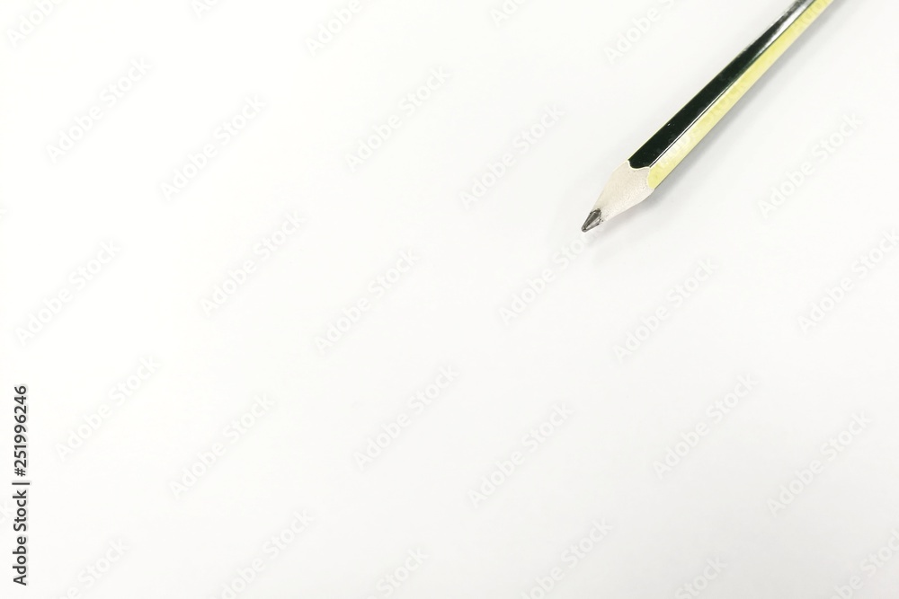 pencil on plain white paper. background for idea formulation and writing concepts. pencil on plain white paper. background for idea formulation and writing concepts.