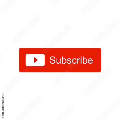 Subscribe video channel button icon. Vector illustration. Isolated on white background.