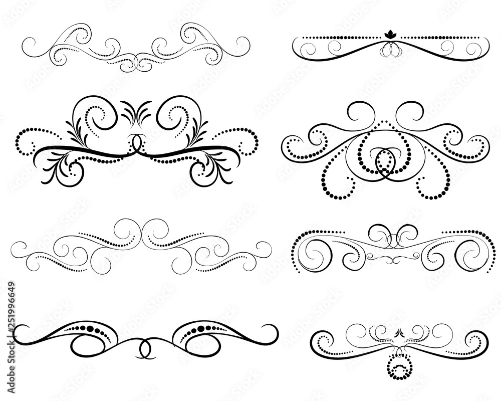 Set of decorative florish dividers, borders Set of decorative florish dividers, borders