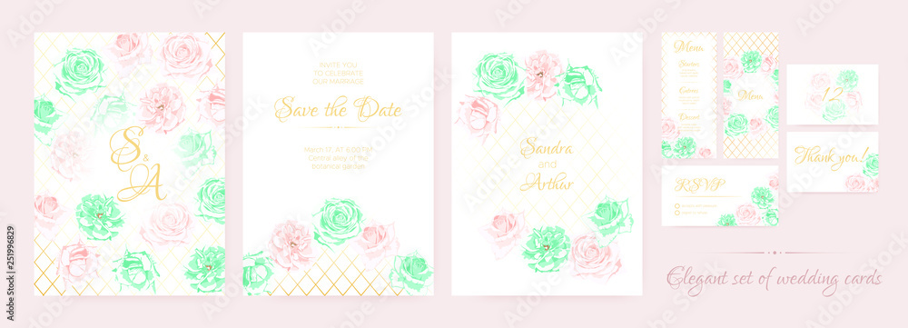 Wedding Cards or Invitation Templates Set.