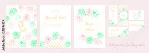 Wedding Cards or Invitation Templates Set.