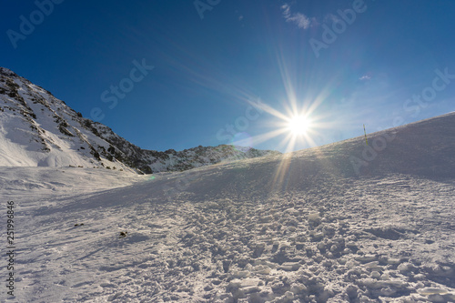 Fototapeta Naklejka Na Ścianę i Meble -  Winter landscape near the Valley of Five Polish Ponds. Tatra Mountains.