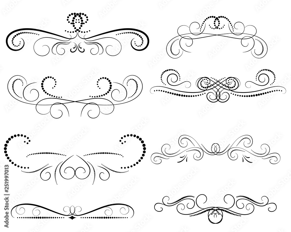Set of decorative florish dividers, borders Set of decorative florish dividers, borders