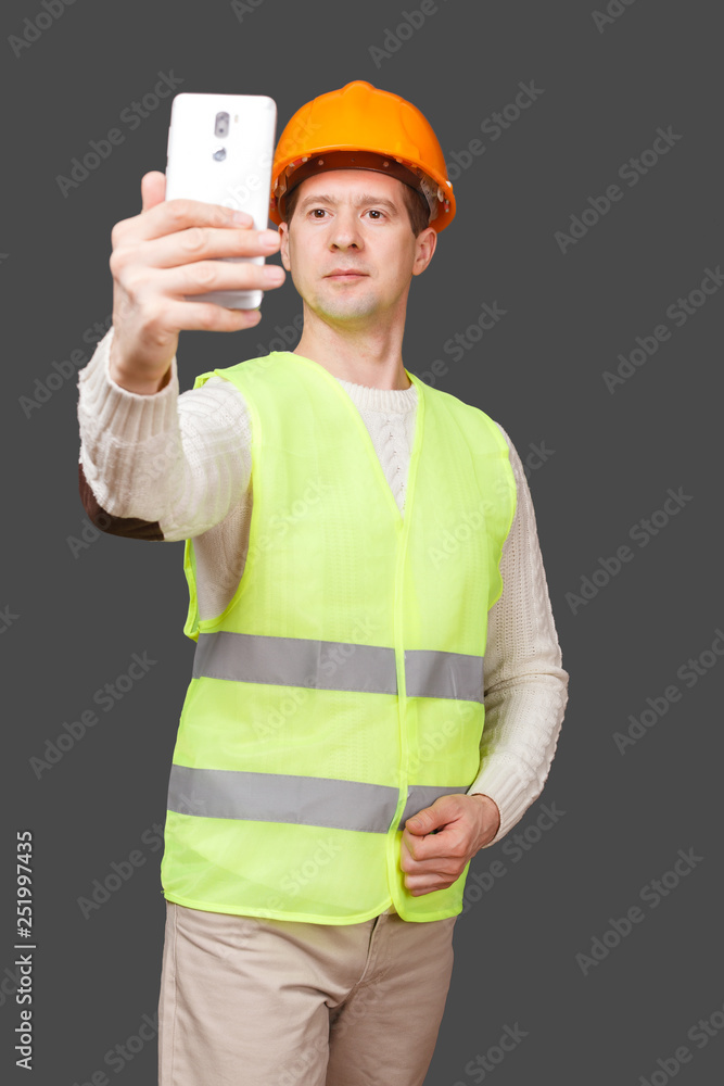 the man in a helmet takes a selfie the man in a helmet takes a selfie