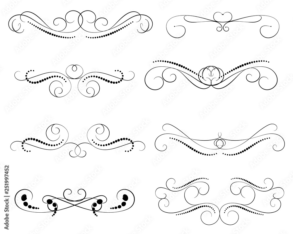 Set of decorative florish dividers, borders Set of decorative florish dividers, borders