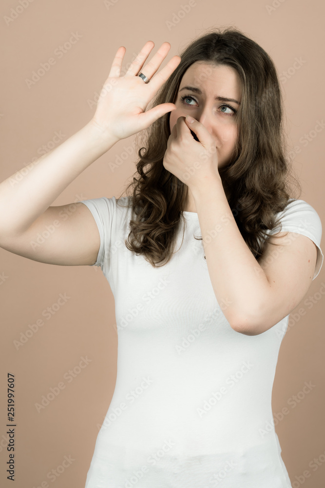 Fototapeta premium Girl with emotions sad anger mad scream