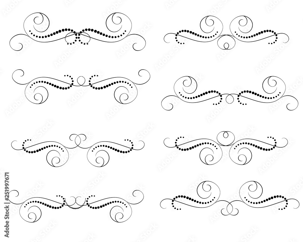 Set of decorative florish dividers, borders Set of decorative florish dividers, borders