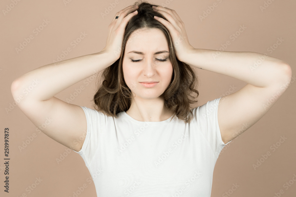 Fototapeta premium Girl with emotions sad anger mad scream