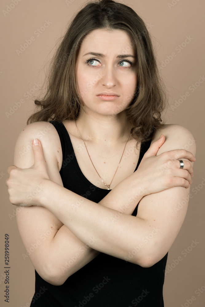 Girl with emotions sad anger mad scream Girl with emotions sad anger mad scream