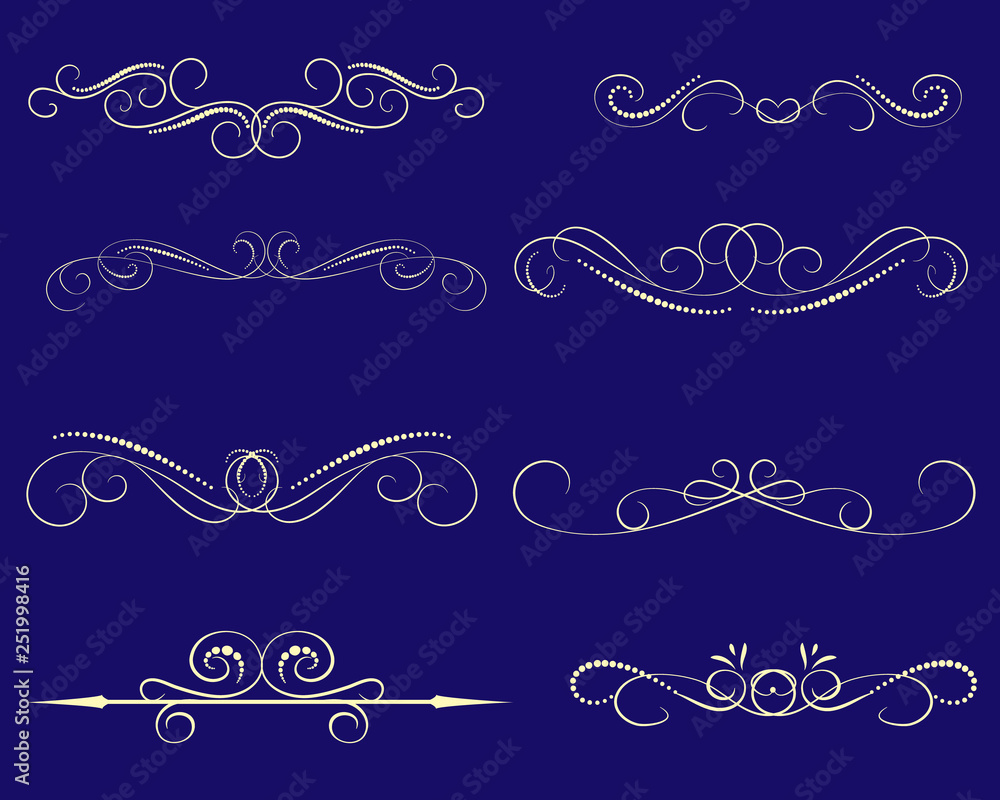 Set of decorative florish dividers, borders Set of decorative florish dividers, borders