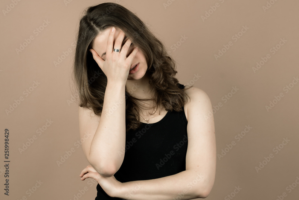 Girl with emotions sad anger mad scream Girl with emotions sad anger mad scream