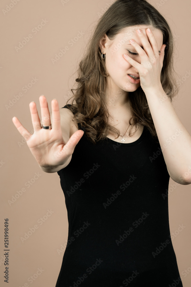 Girl with emotions sad anger mad scream Girl with emotions sad anger mad scream