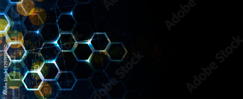 Abstract hexagon background. Technology poligonal design. Digital futuristic minimalism