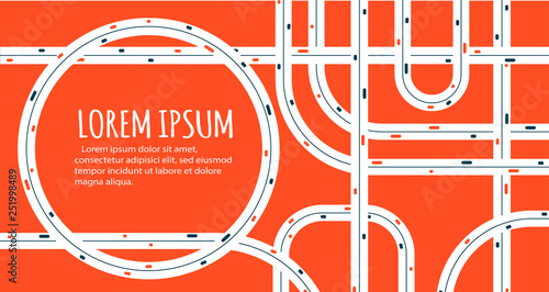Busy highway road junction minimalistic banner.