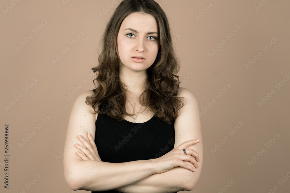 Girl with emotions sad anger mad scream Girl with emotions sad anger mad scream