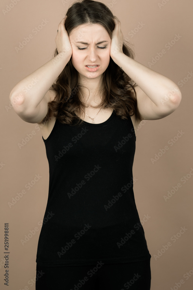 Girl with emotions sad anger mad scream Girl with emotions sad anger mad scream