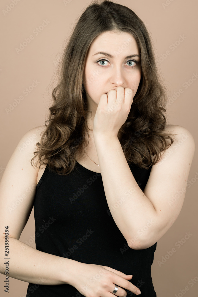 Girl with emotions sad anger mad scream Girl with emotions sad anger mad scream