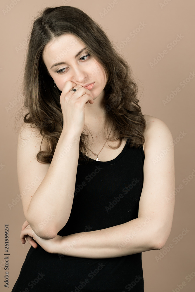 Girl with emotions sad anger mad scream