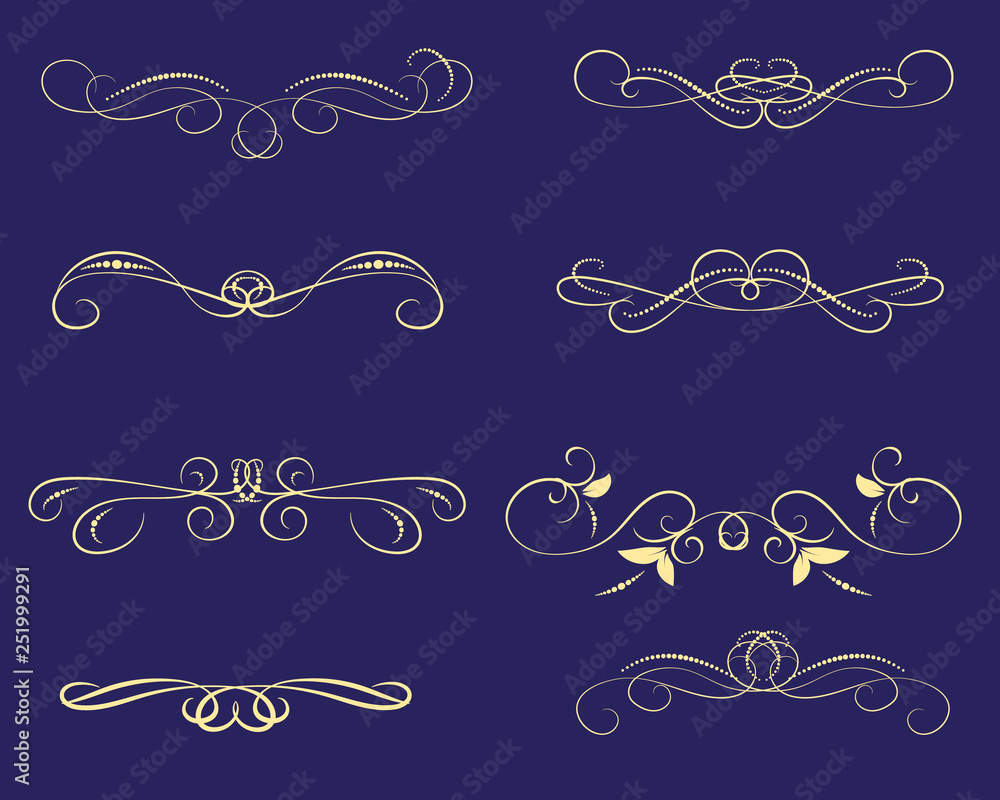 Set of decorative florish dividers, borders Set of decorative florish dividers, borders
