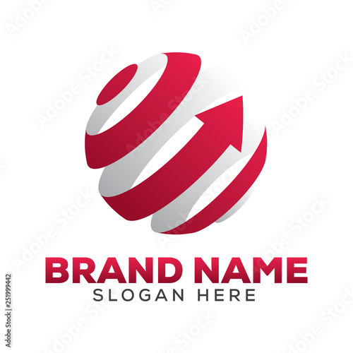 Spiral Line Red Arrow Logo