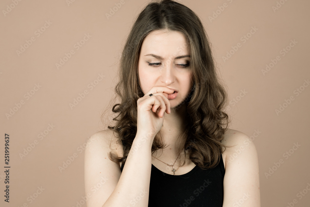 Fototapeta premium Girl with emotions sad anger mad scream